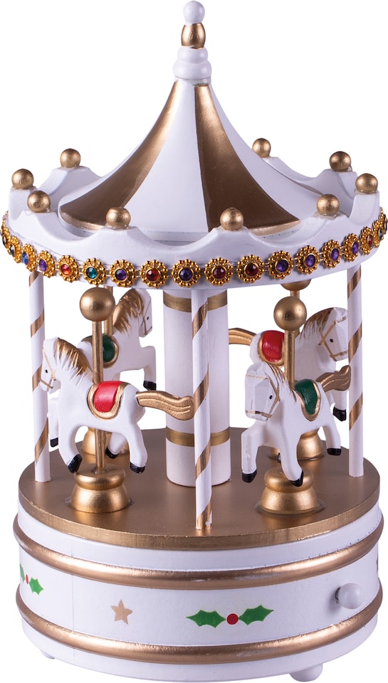 image 1 of St Helens Xmas Carousel Music Box, White