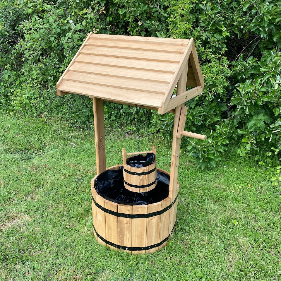 image 1 of Large Wooden Garden Wishing Well Planter
