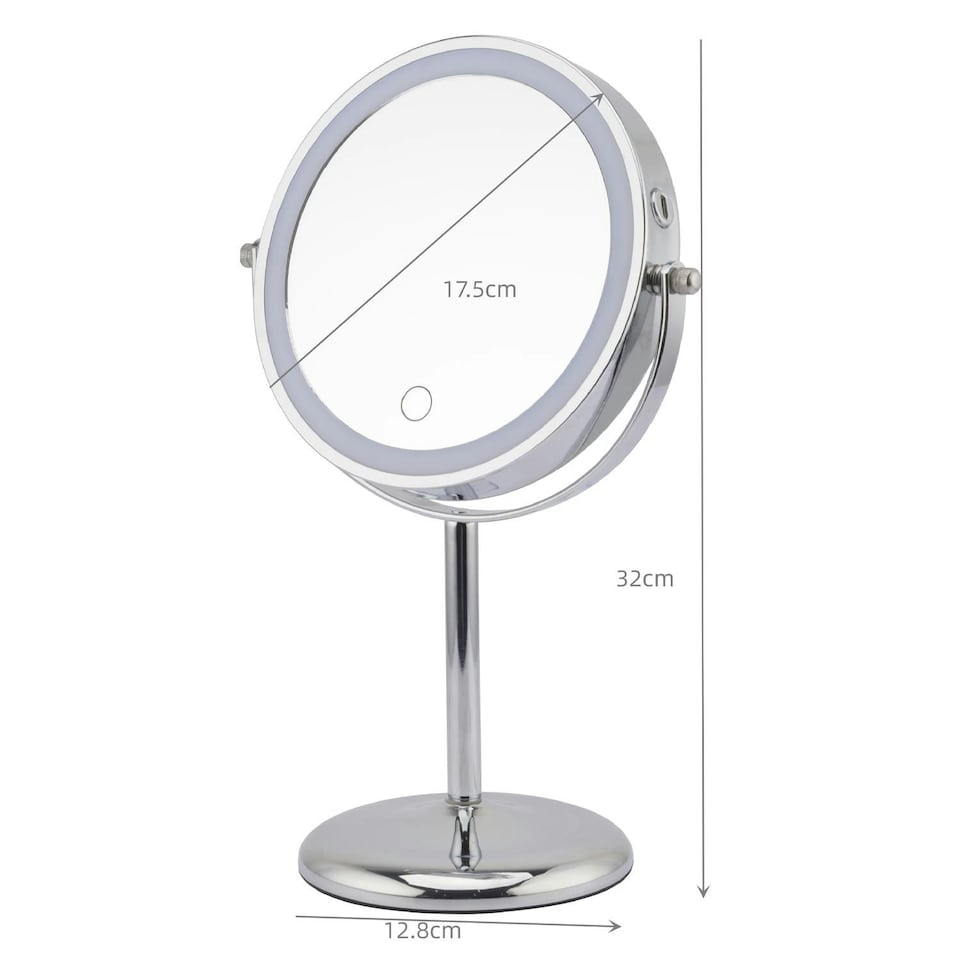 image 1 of Showerdrape Iris 5x Magnifying Chrome Makeup Vanity Mirror with LED Light