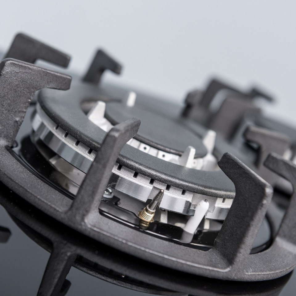 image 1 of SIA R8 70cm Black 5 Burner Gas On Glass Hob With Cast Iron Pan Stands