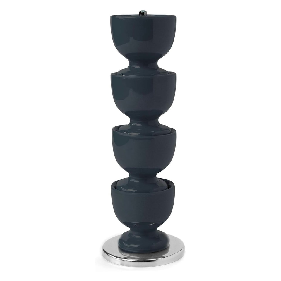 image 1 of Zeal Stack & Store Egg Cups Set with Chrome Stand, Set of 4, Dark Grey