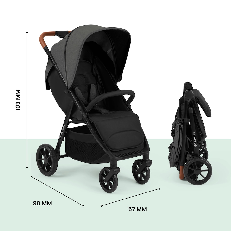 image 1 of Stomp Stride Stroller – from Birth to 22kg, Extra-Large Seat, Multi-Terrain Wheels, Raincover & UPF 50+ Hood (Charcoal Grey)