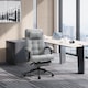 image 2 of Vinsetto Office Chair, Computer Chair with Adjustable Height, Head Pillow, Footrest for Home, Light Grey