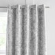 image 2 of Catherine Lansfield Crushed Velvet Lined Eyelet Curtains | Silver | Silver Grey
