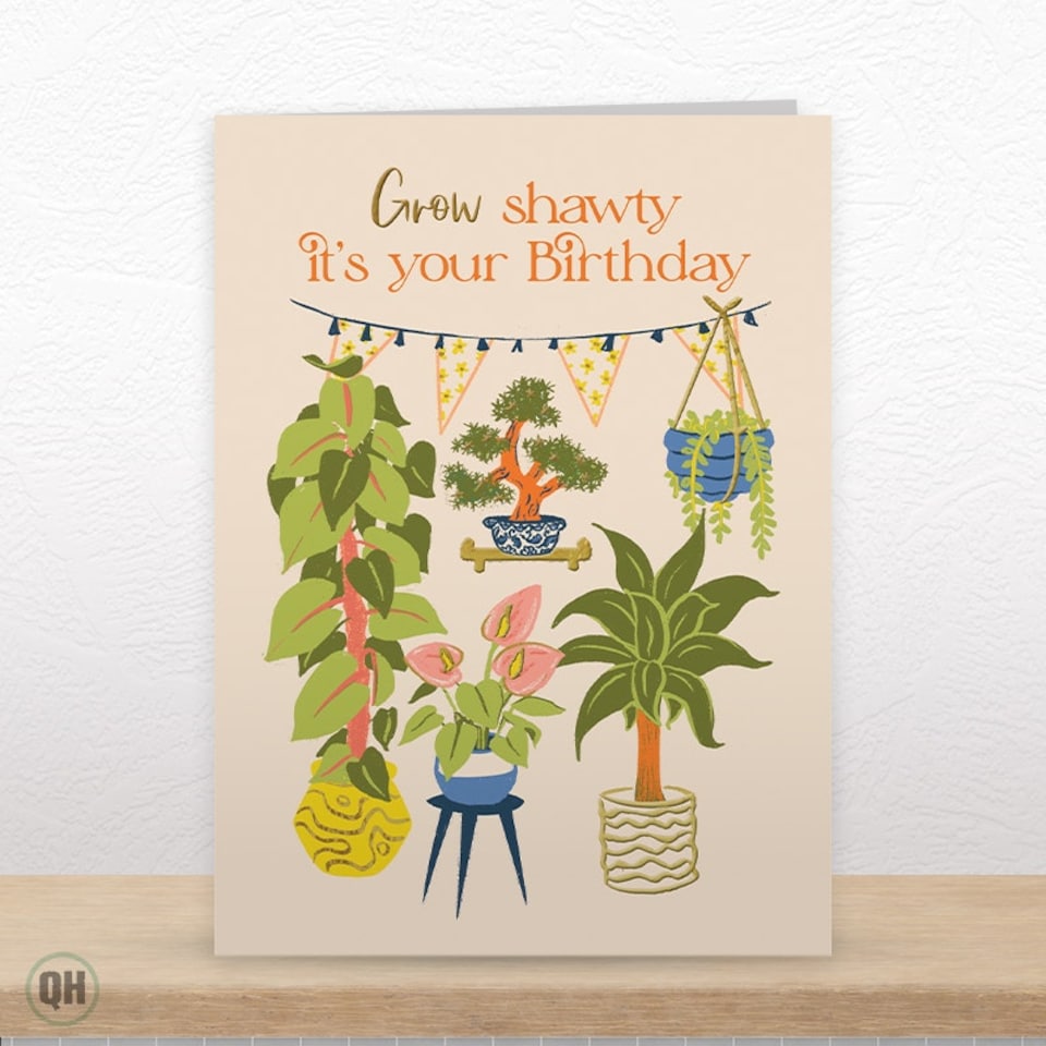 image 1 of Grow Shawty It's Your Birthday - Funny Floral Birthday Card