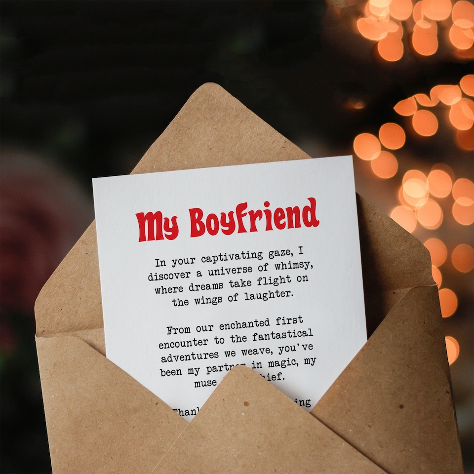 image 1 of Greeting Card Love Poem Whimsy Magic Boyfriend Romantic Poetry