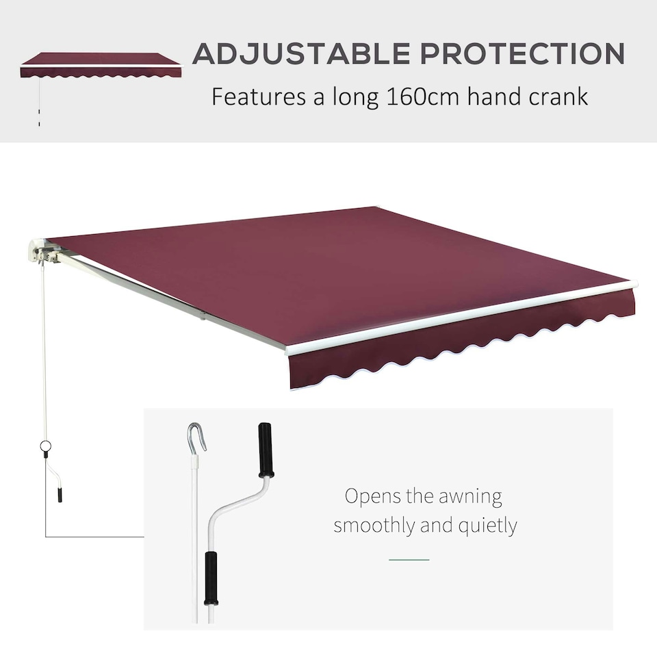 image 1 of Outsunny Sun Shade Canopy Retractable Awning, 3x2.5m, Wine Red Red
