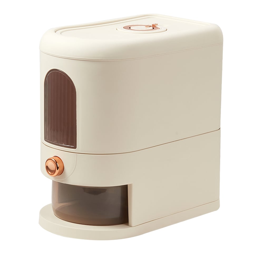 image 1 of Living and Home 5kg Airtight Large Capacity Rice Dispenser with Easy-Access Spout | Cream