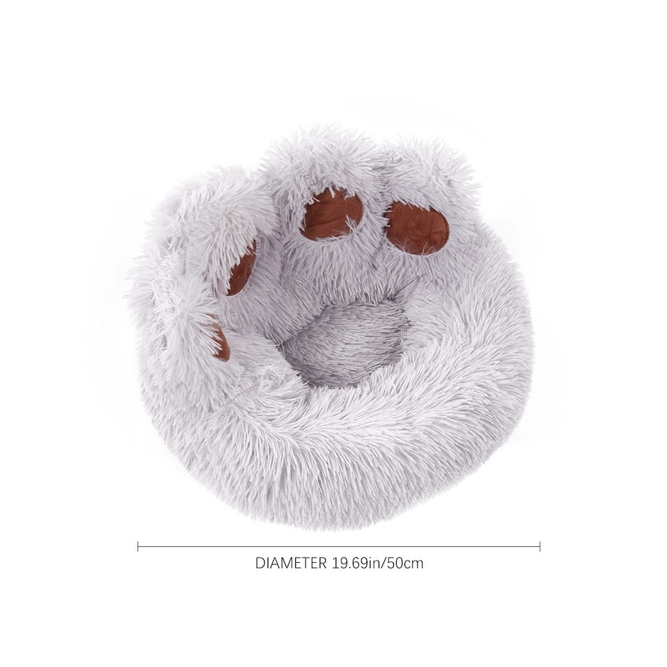 image 1 of Living and Home 50cm Soft Plush Pet Bed, Grey Grey | S