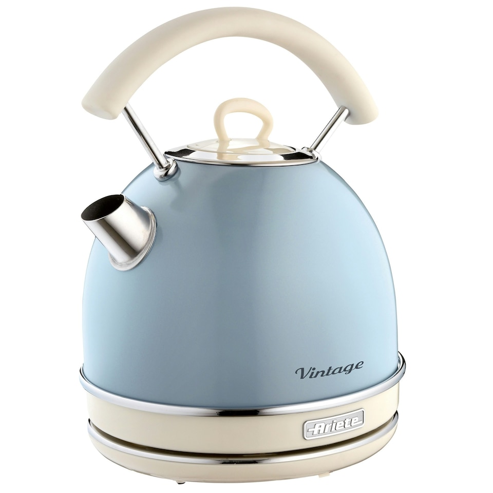 image 1 of Ariete ARPK18 Vintage Retro Dome Kettle, Toaster & Espresso Coffee Machine Set, Blue