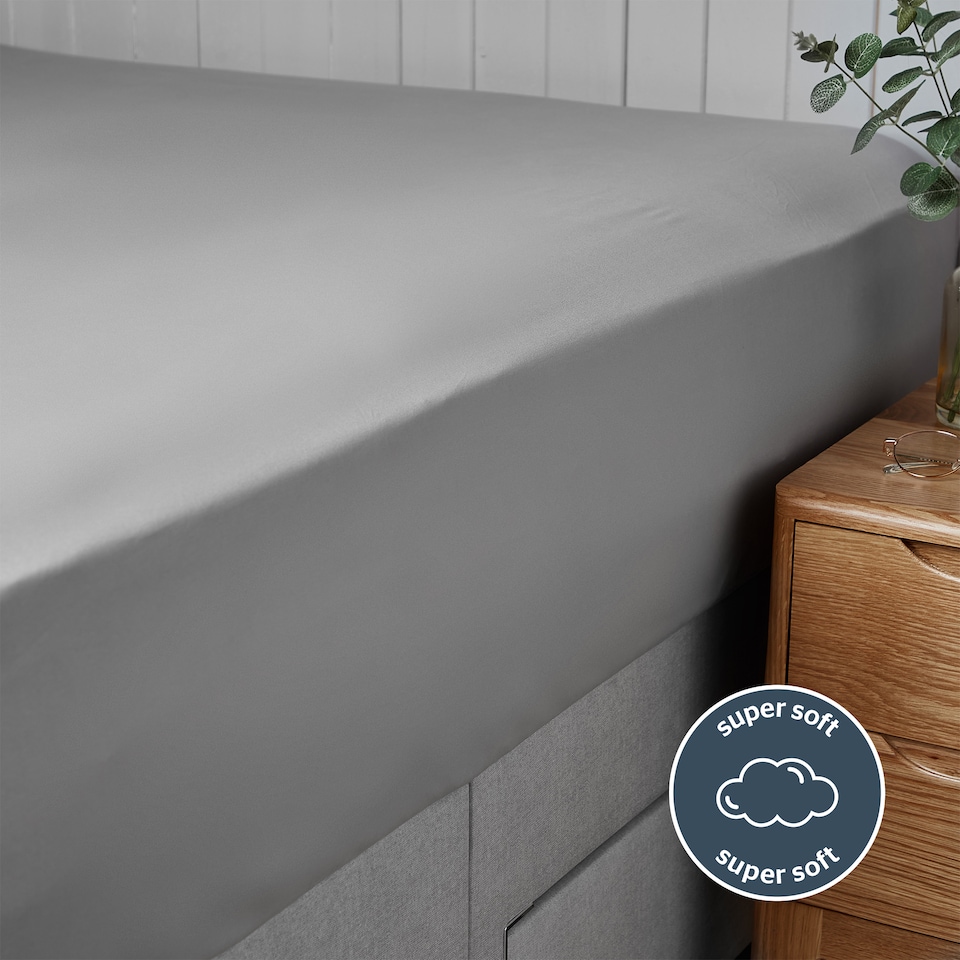 image 1 of Silentnight Supersoft Fitted Sheet, Dove Grey