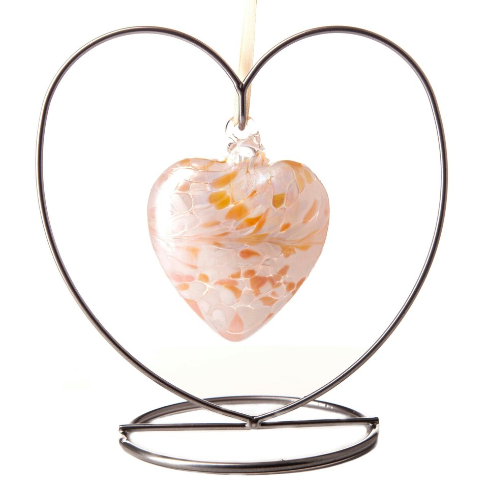 image 1 of Amelia Art Glass Hanging Friendship Birthstone Heart Ornament April