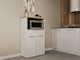 image 8 of FURNICOMP Luna Tall Freestanding Kitchen Pantry Cupboard with Microwave Shelf - Matt White & Hamilton Oak