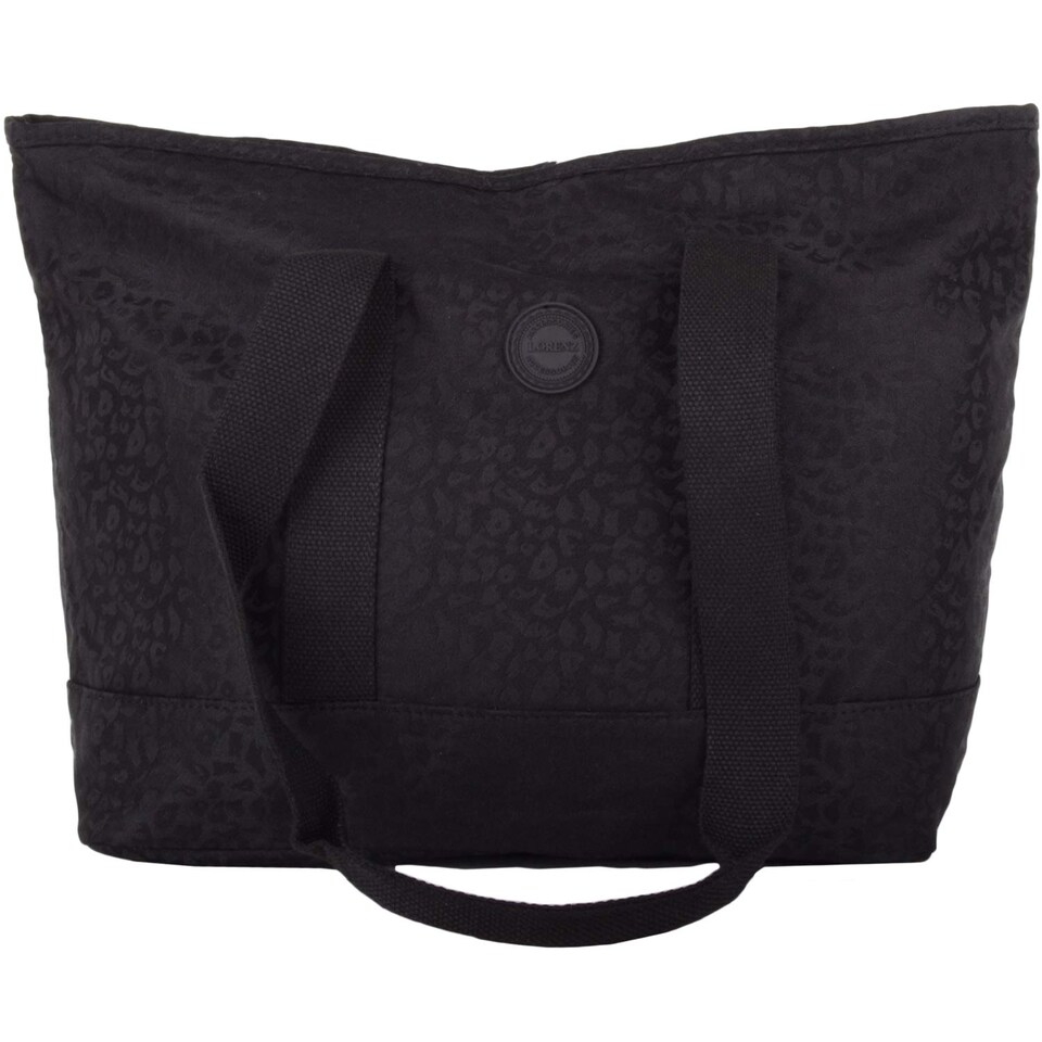 image 1 of Lorenz Womens Soft Jacquard Patterned Shoulder Tote Shopper Hand Bag | Black | Black