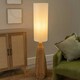 image 3 of ValueLights Una White Tall Lamp Shade Natural Rattan Midi Floor Lamp Brown