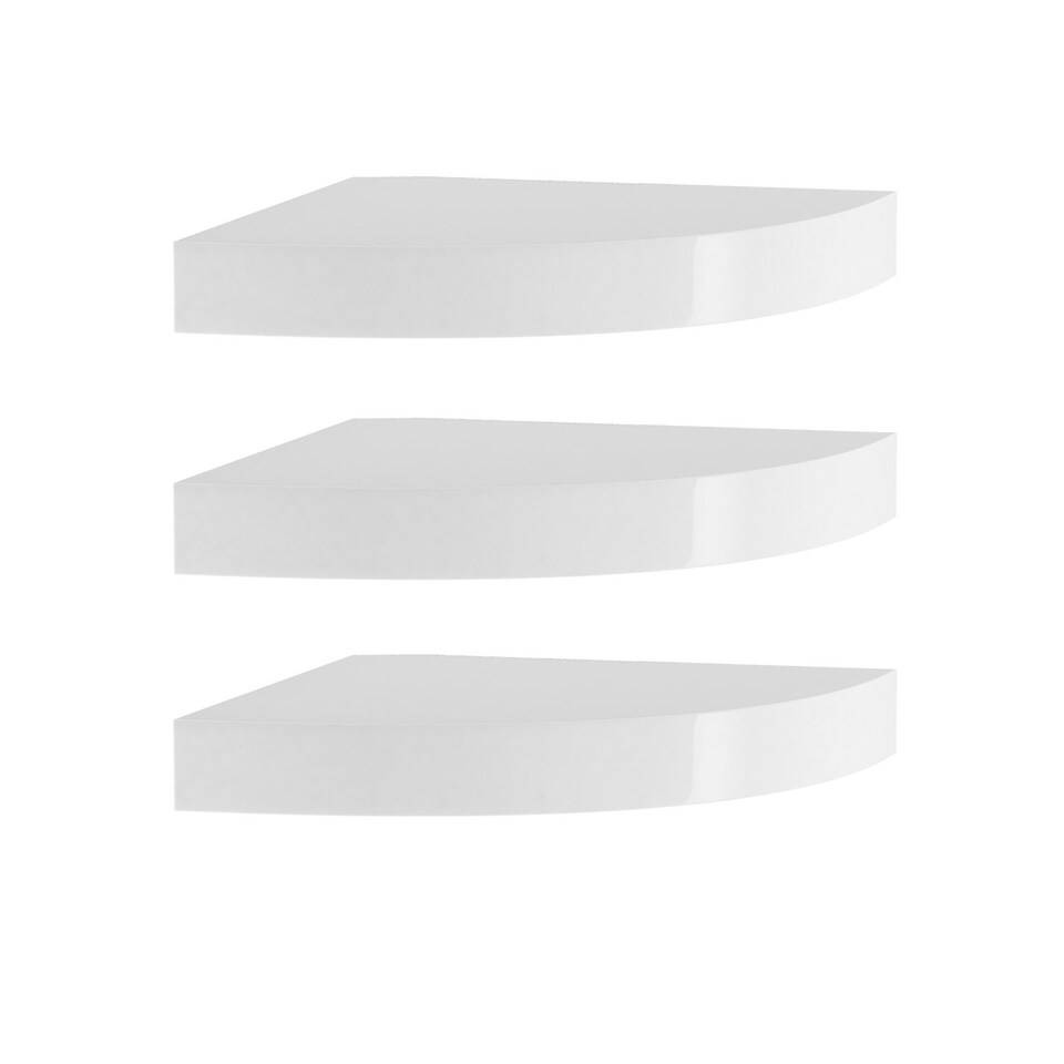 image 1 of Wooden Wall Mounted Floating Corner Shelf - Set of 3 | White | 3