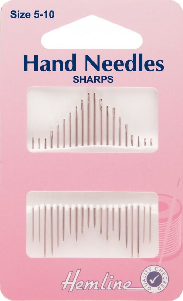 Hemline Sharps Needles Size 5-10 for Dressmaking - per pack of 20