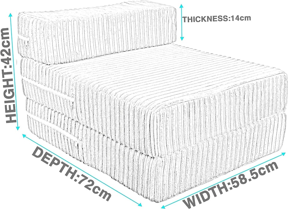 image 1 of Jumbo Cord Z Bed Fold Out Chair Sofa Lounger
