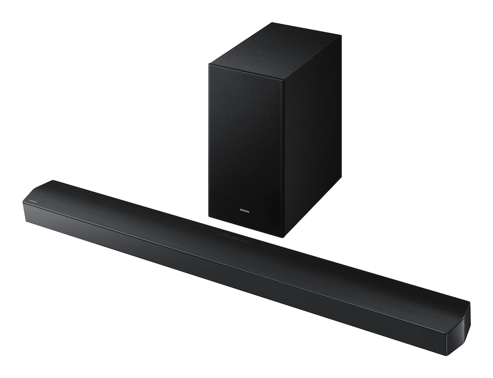 image 1 of Samsung HW-B750F, 5.1 channels, 400 W, DTS Virtual:X, Dolby Digital 5.1, Black, AAC, AIFF, FLAC, MP3, OGG, WAV, Wired & Wireless