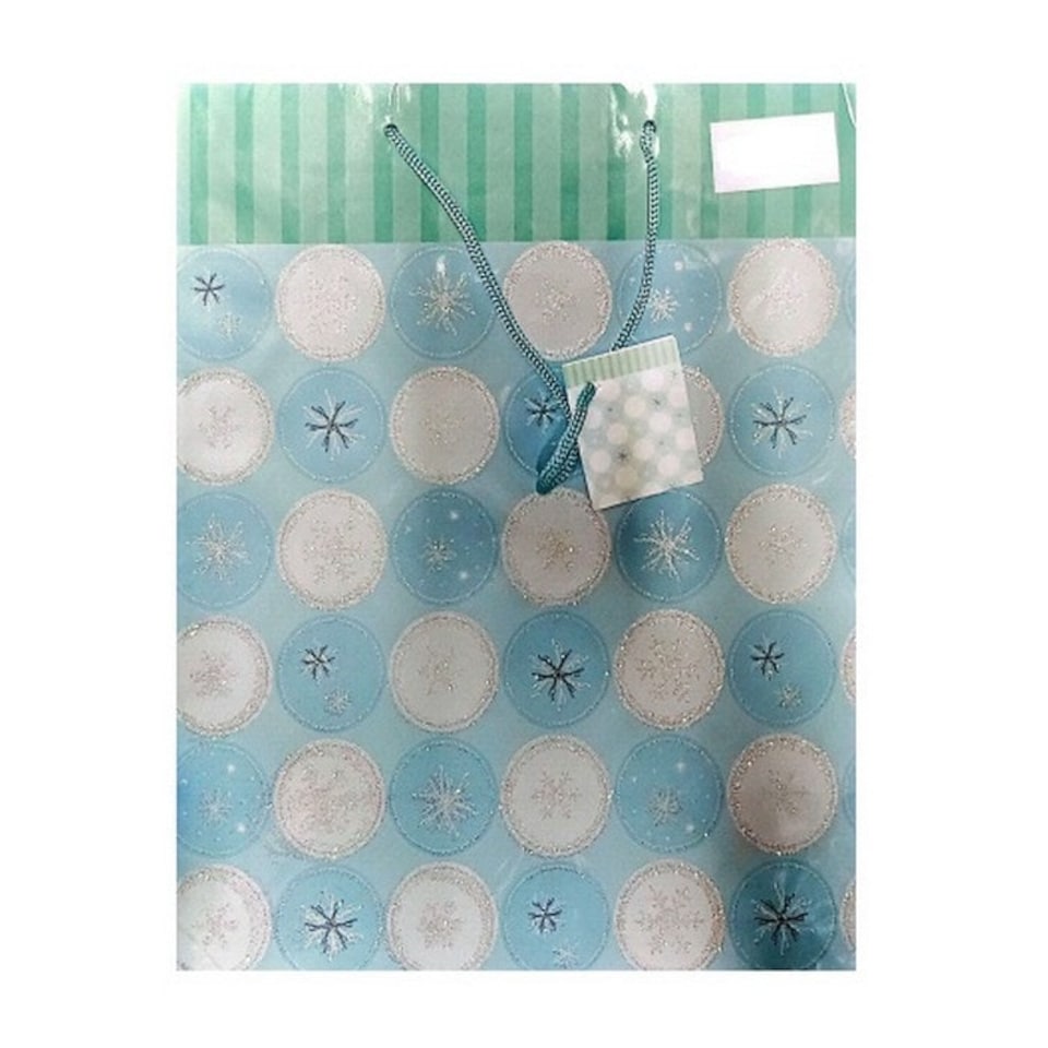 Unique Party Snowflake Gift Bag - Blue/White/Green - One Size Blue