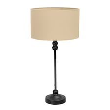 ValueLights Maggie Black Candlestick Table Lamp Natural Shade | Black