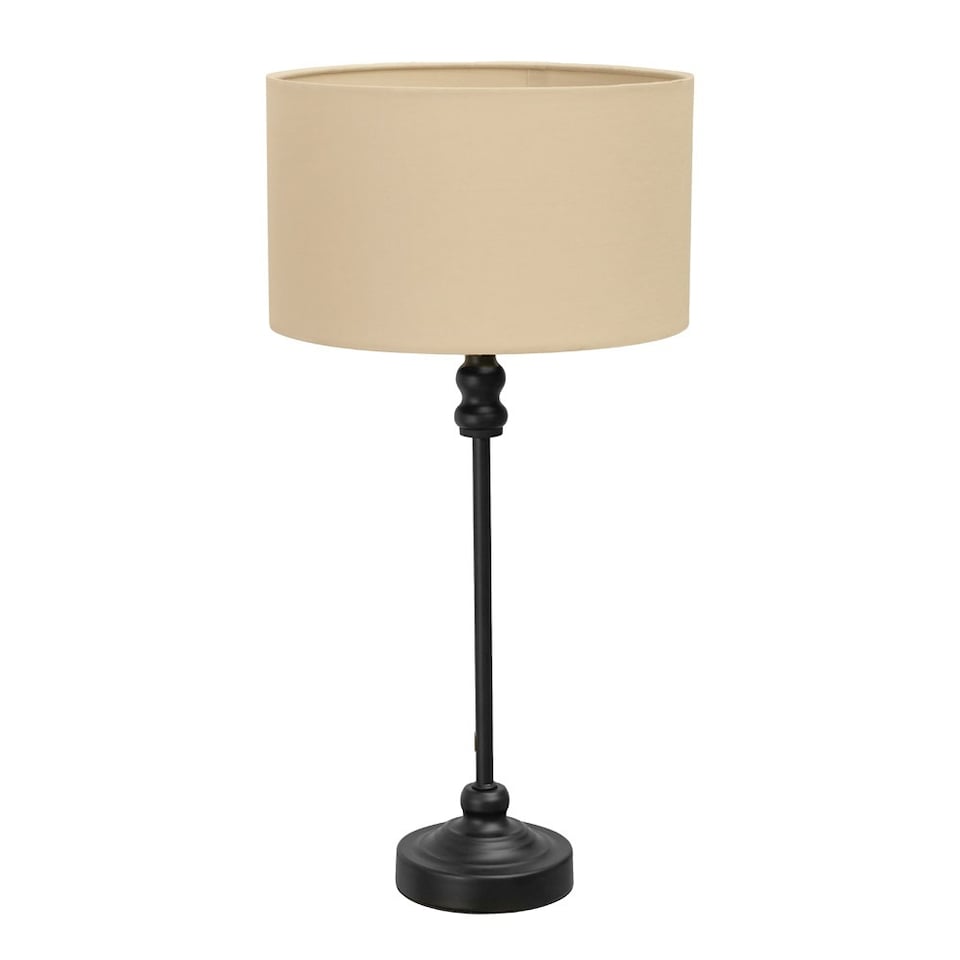 image 1 of ValueLights Maggie Black Candlestick Table Lamp Natural Shade | Black