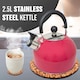 image 2 of 2.5l Stainless Steel Whistling Kettle Camping Stove Top Lightweight Fast Boil Pink