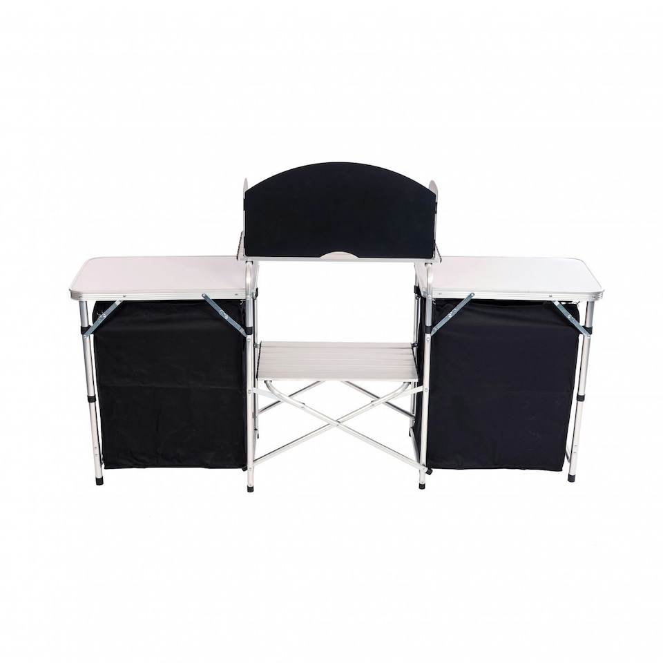 image 1 of Oypla Large Portable Folding Outdoor Aluminium Camping Travel Kitchen Work Top Black