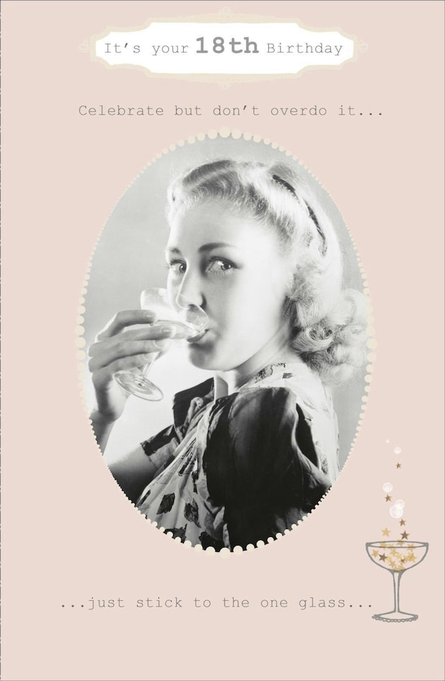 image 1 of Age 18 Pink and Silver colour Card Don't Over Do It Card