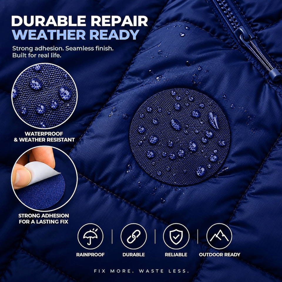 image 1 of aZengear Repair Patches (30+ Colours) for Puffer Jackets, Tents, Upholstery - Stick On, Waterproof, Tear-Cold-Heat-Resistant