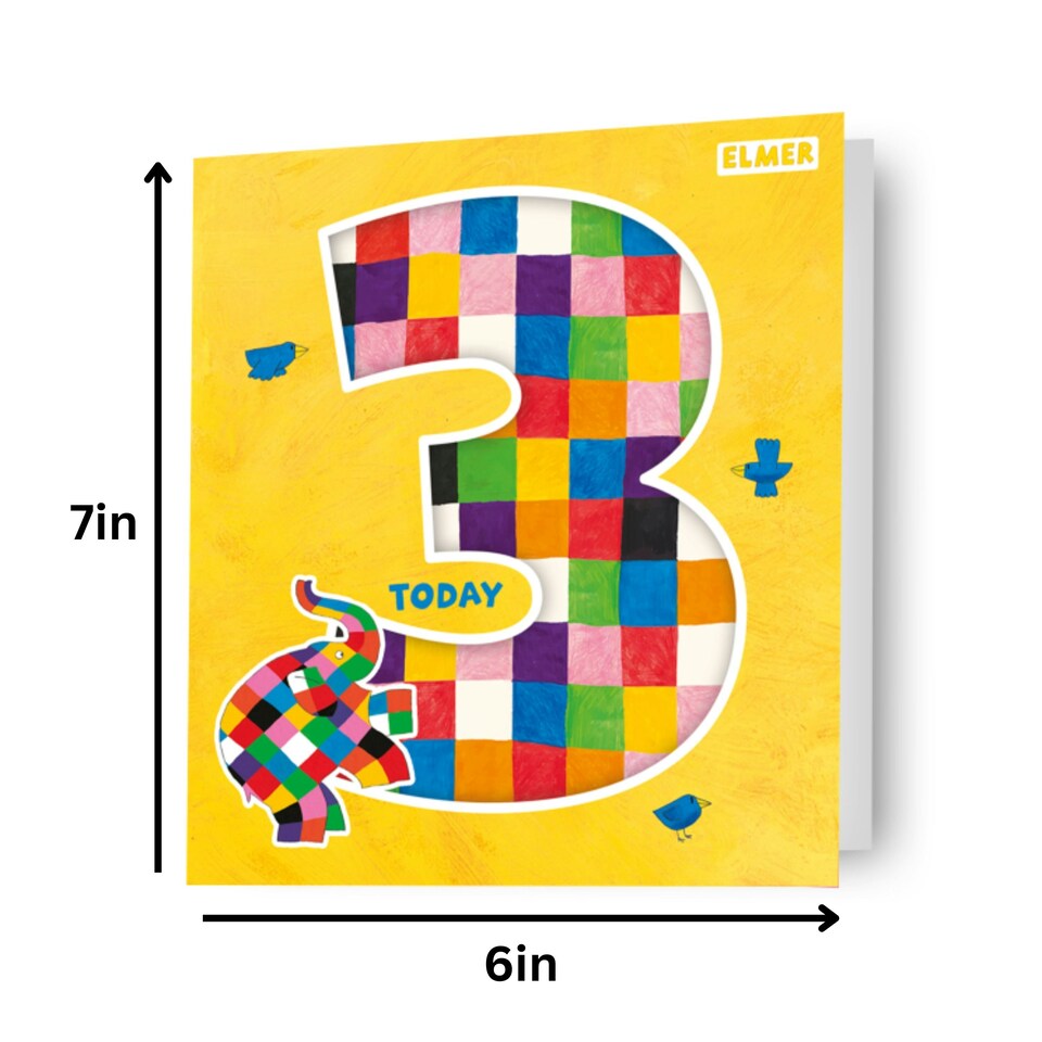 image 1 of Elmer The Patchwork Elephant Age 3 Birthday Card