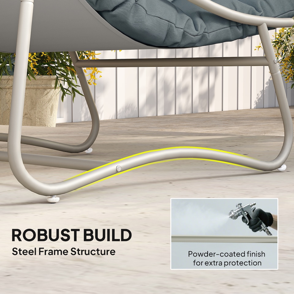 image 1 of Outsunny 3 Piece Bistro Set, Outdoor Table and Chair Set with Footstool | Grey | Dark Grey | Chair: 62x87x86 cm; Table: 46x45 cm; Footstool: 45x45x35 cm