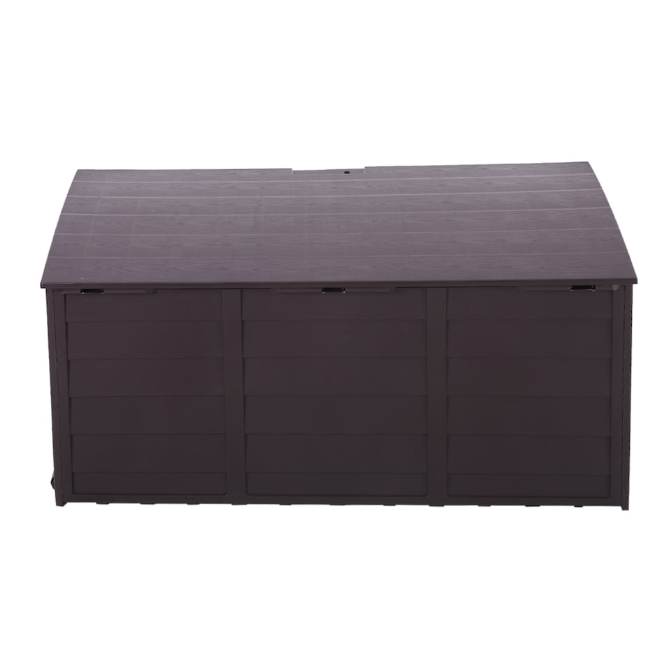 image 1 of Living and Home 290L Outdoor Plastic Garden Storage Box with Wheels, Dark Brown | Brown | Dark Brown | 290L | 1