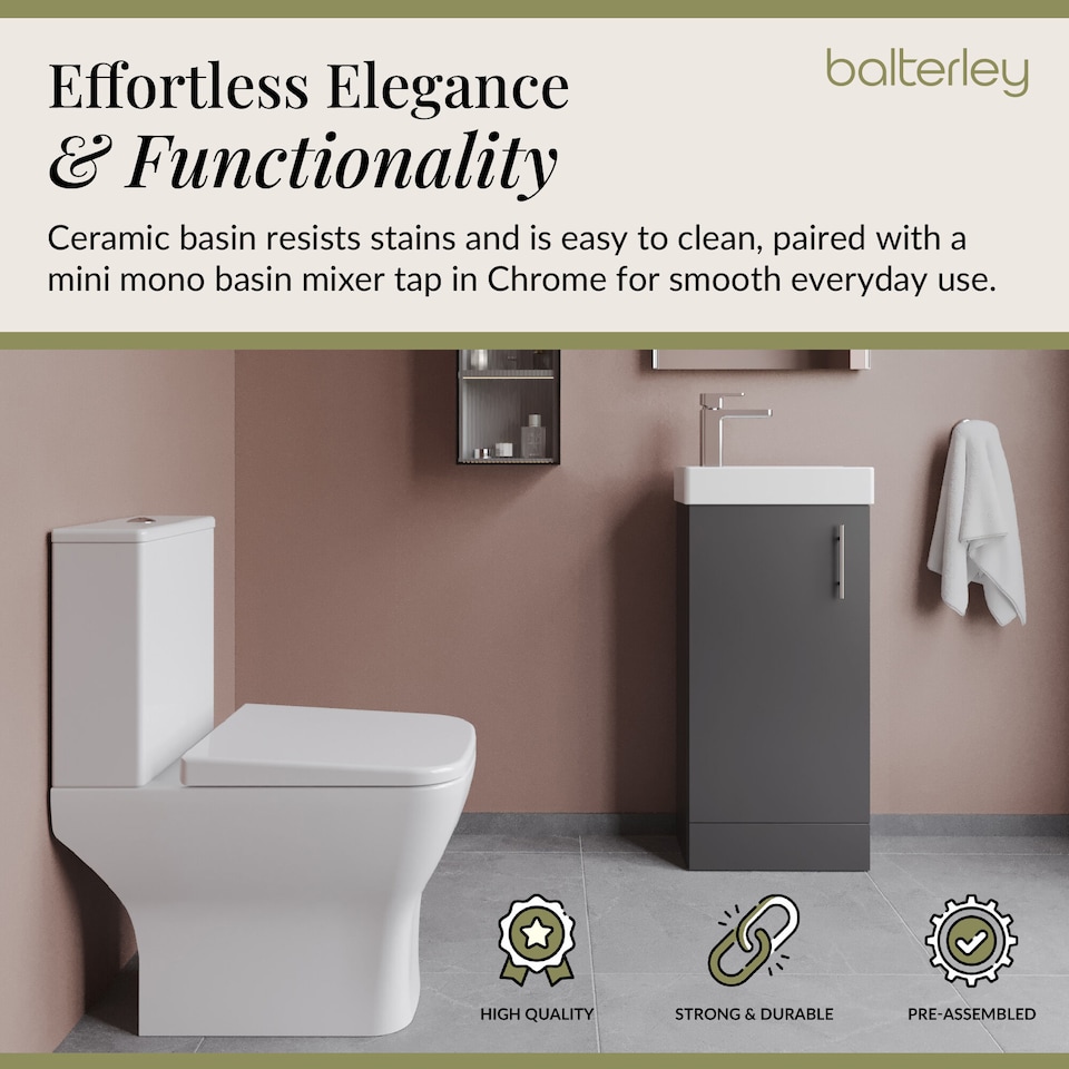 image 1 of Cloakroom Floor Standing Vanity, Tap and Toilet - Gloss Grey | Grey | Gloss Grey