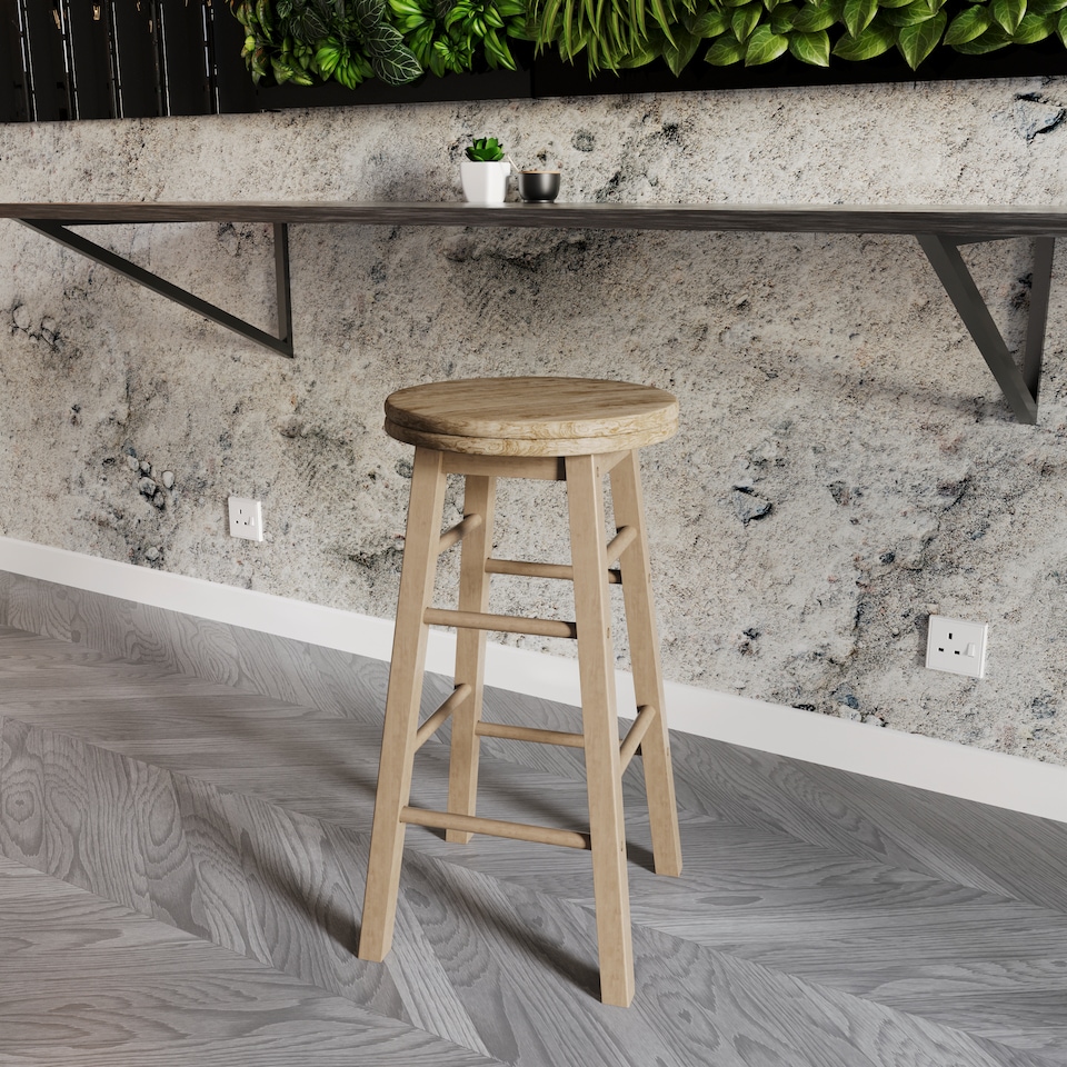 image 1 of Chef Vida Wooden Revolving Bar Stool, Pine