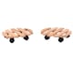 image 9 of Set of 2 30cm Wooden Plant Flower Pot Mobile Mover Trolley Stands