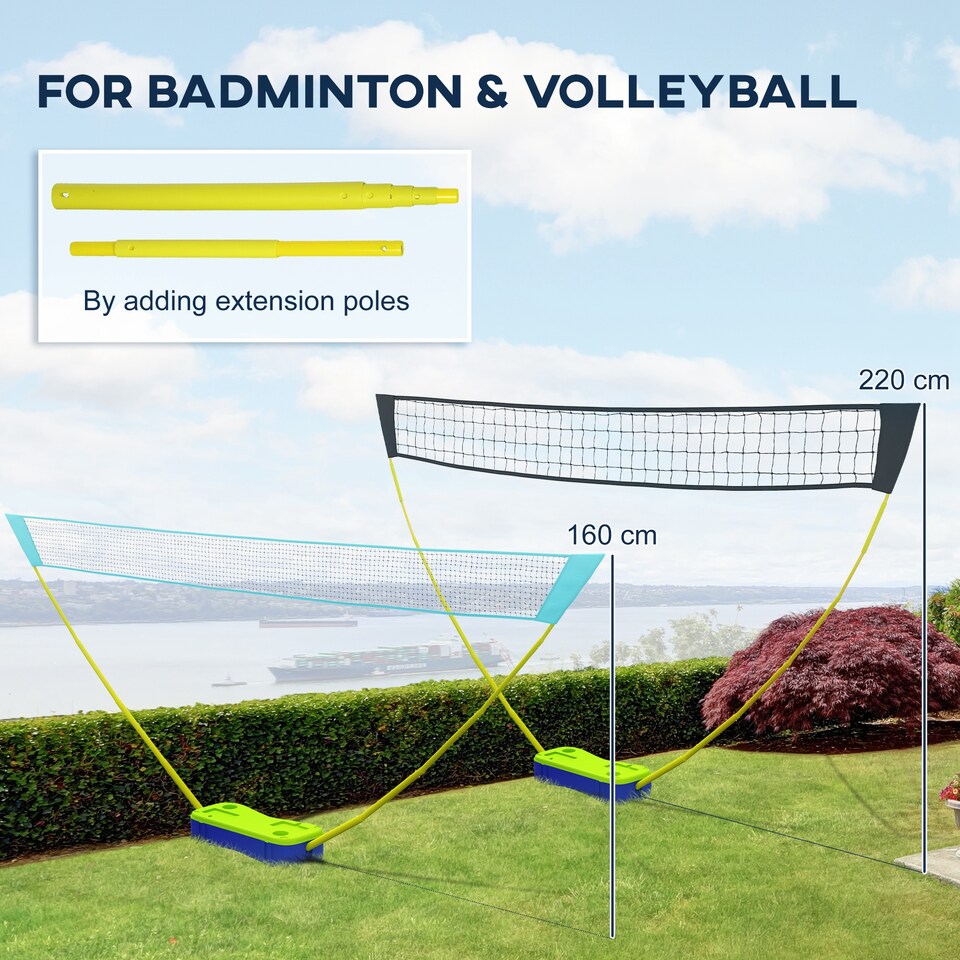 image 1 of SPORTNOW Portable Badminton Net Set w/ Volleyball Net, Rackets, Shuttlecocks