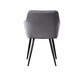 image 5 of Set of 4 Camden Modern Velvet Dining Chairs with Armrests, Quilted Design & Black Metal Legs Grey | Dark Grey