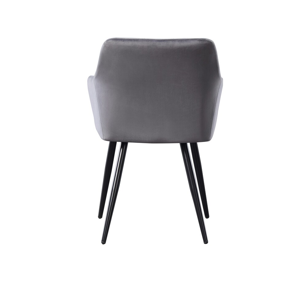image 1 of Set of 4 Camden Modern Velvet Dining Chairs with Armrests, Quilted Design & Black Metal Legs Grey | Dark Grey
