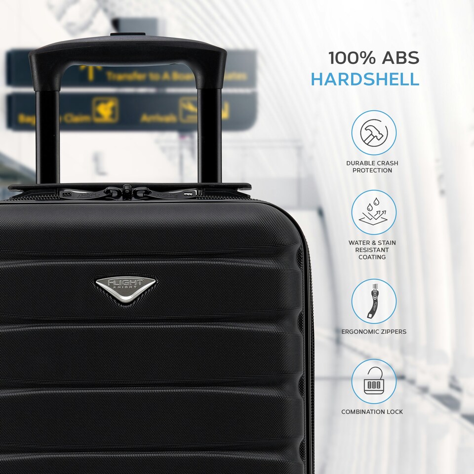 image 1 of Flight Knight Lightweight 2 Wheel ABS Hard Case Suitcases Cabin Carry On Hand Luggage 100+ Airlines Approved - Wizz, Ryanair & easyJet Free Carry On 40x30x20cm | Blue | Navy | Cabin Bag