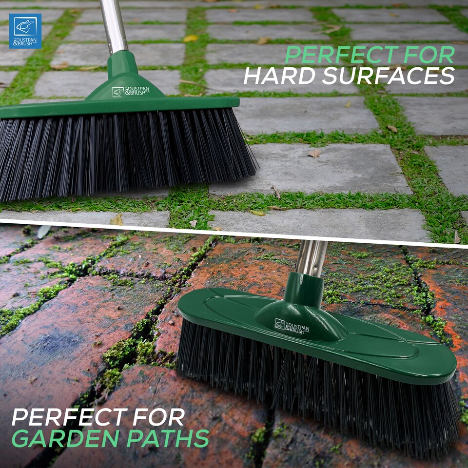 image 1 of 10" Outdoor Broom Garden Yard Brush with Metal Handle
