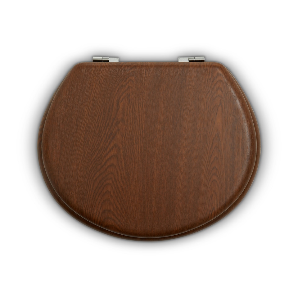 image 1 of Interiors by Premier Dark Oak Toilet Seat, Rich Veneer Woodgrain Finish Toilet Lid, Solid MDF Toilet Cover, Round Toilet Seat