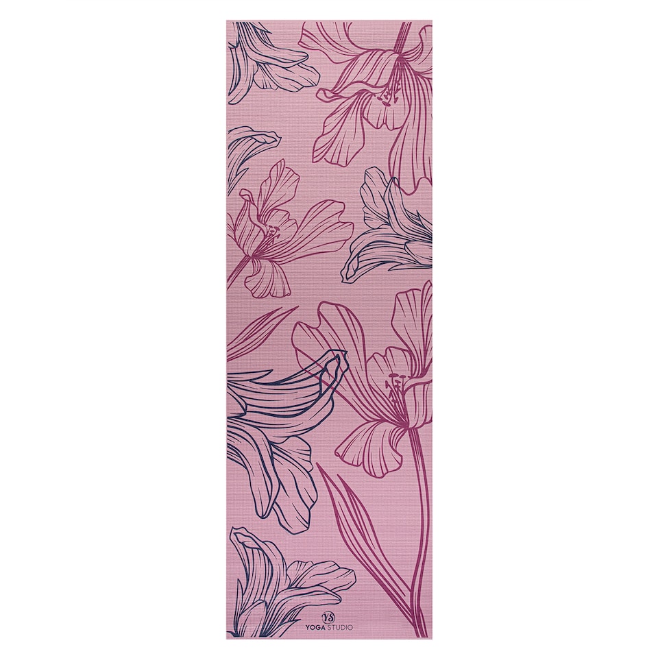image 1 of Yoga Studio Designed Sticky Yoga Mat 6mm - Dusty Pink Mat Lively Lilium | Multi | Dusty Pink Mat Lively Lilium | 183cm x 61cm x 6mm