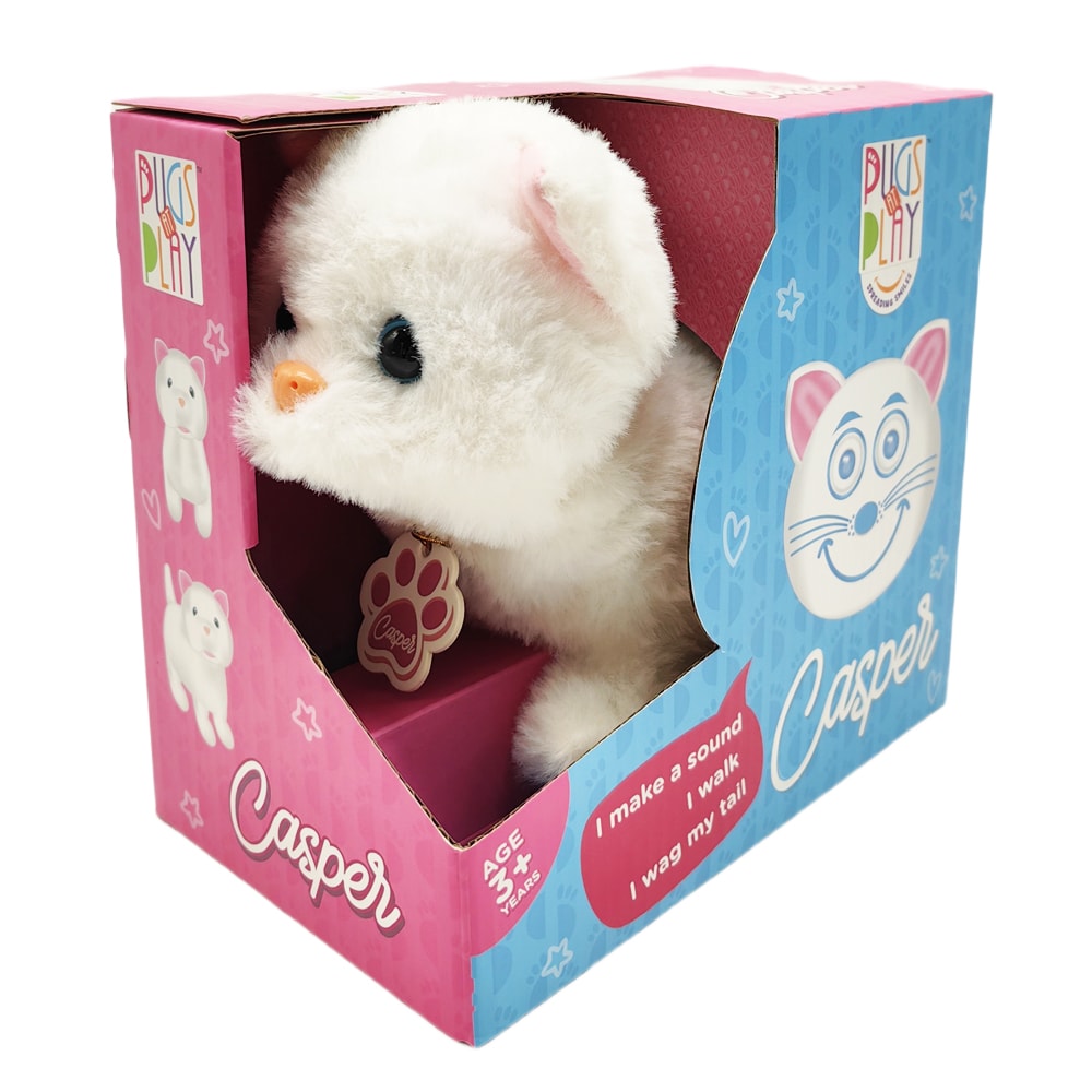 Pugs at Play Casper Interactive Walking Cat Plush Toy - Tesco