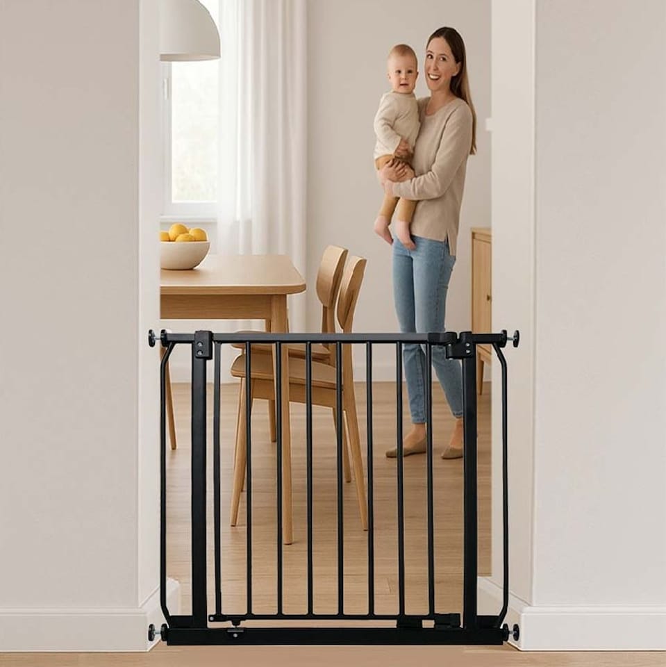 image 1 of Safetots Elite Pressure Safety Gate, 71cm - 80cm, Matt Black, Pressure Fit Stair Gate