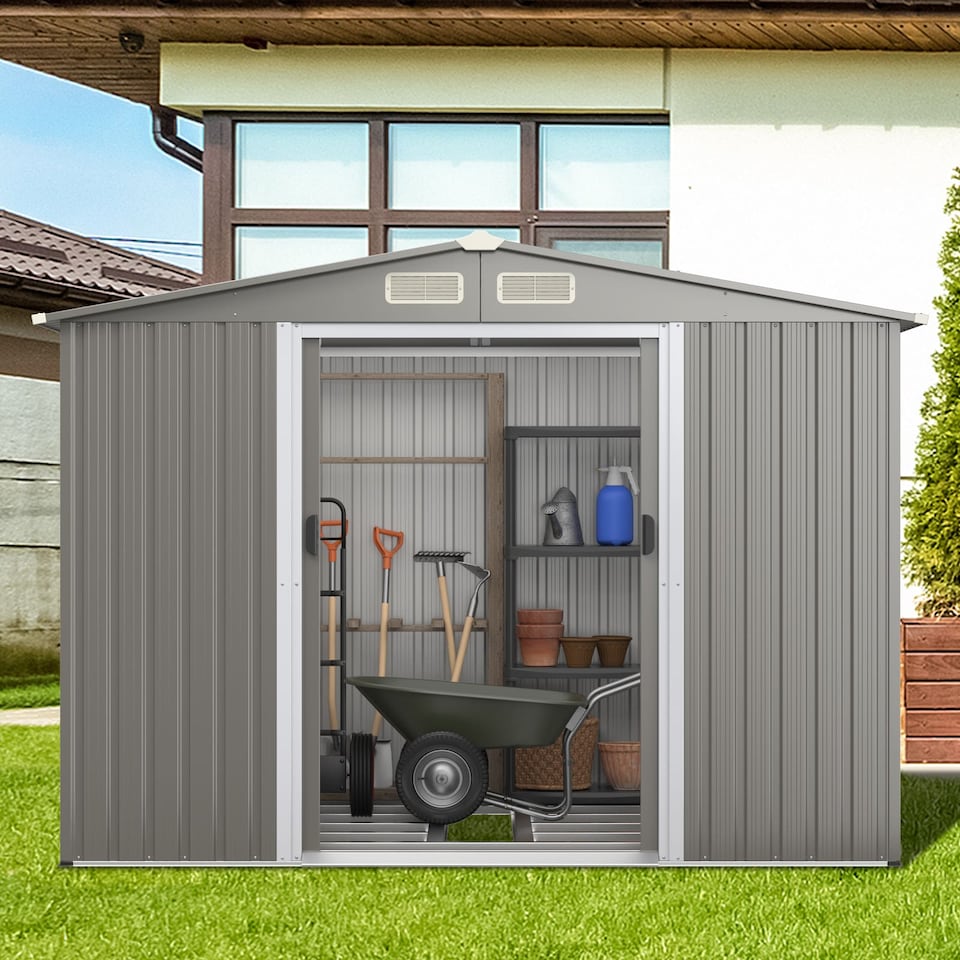 COSTWAY 8’ x 6’ Weather-resistant Utility Tool Organizer Outdoor ...