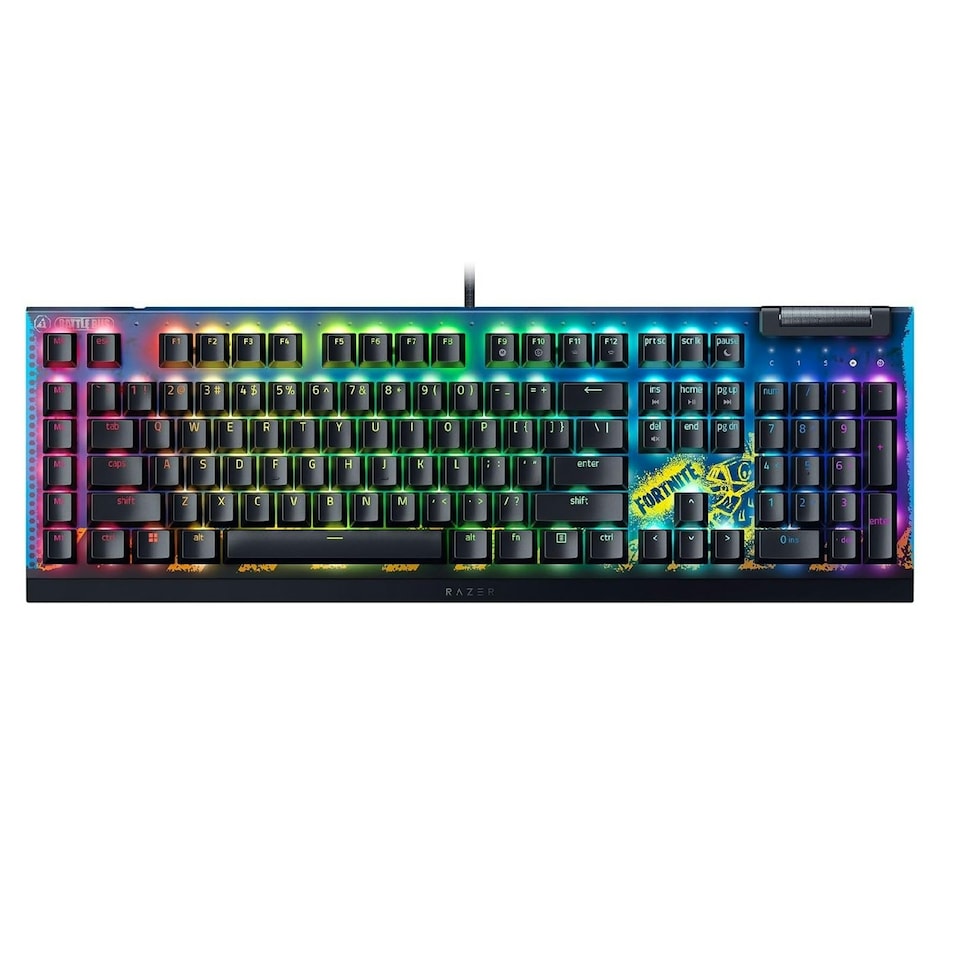 image 1 of Razer BlackWidow v4 X Mechanical Gaming Keyboard Fortnite Edition US - Razer Yellow Switch