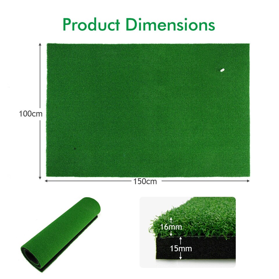 image 1 of COSTWAY Golf Hitting Mat Standard Real Feel Golf Practice Mat