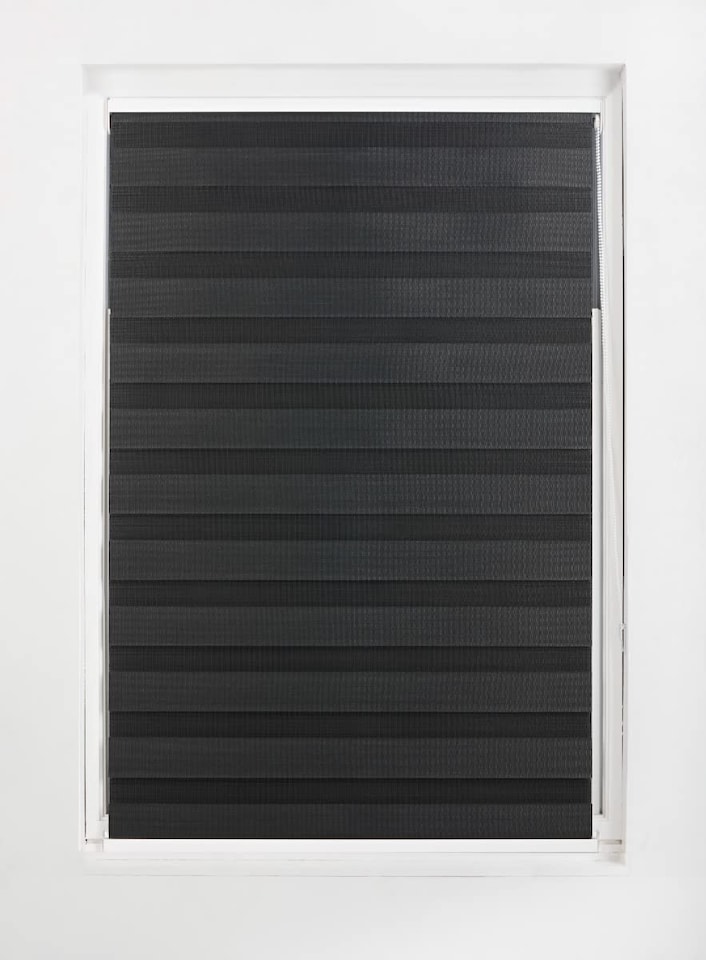 image 1 of FURNISHED Day and Night Roller Blinds Zebra Window Shades Made to Measure (W)240cm x (L)165cm | Black | Black | (W) 240cm x (L) 165cm