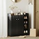 image 2 of HOMCOM Shoe Storage Cabinet Footwear Rack Stand w/Adjustable Shelves Black | Black | 83L x 30W x 90H cm | 1